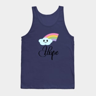 Hope with Kawaii Cute Rainbow Cloud in Purple Tank Top